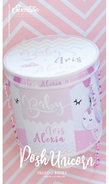 Trusou de botez pentru fetite modern cu unicorni, Posh Unicorns 10